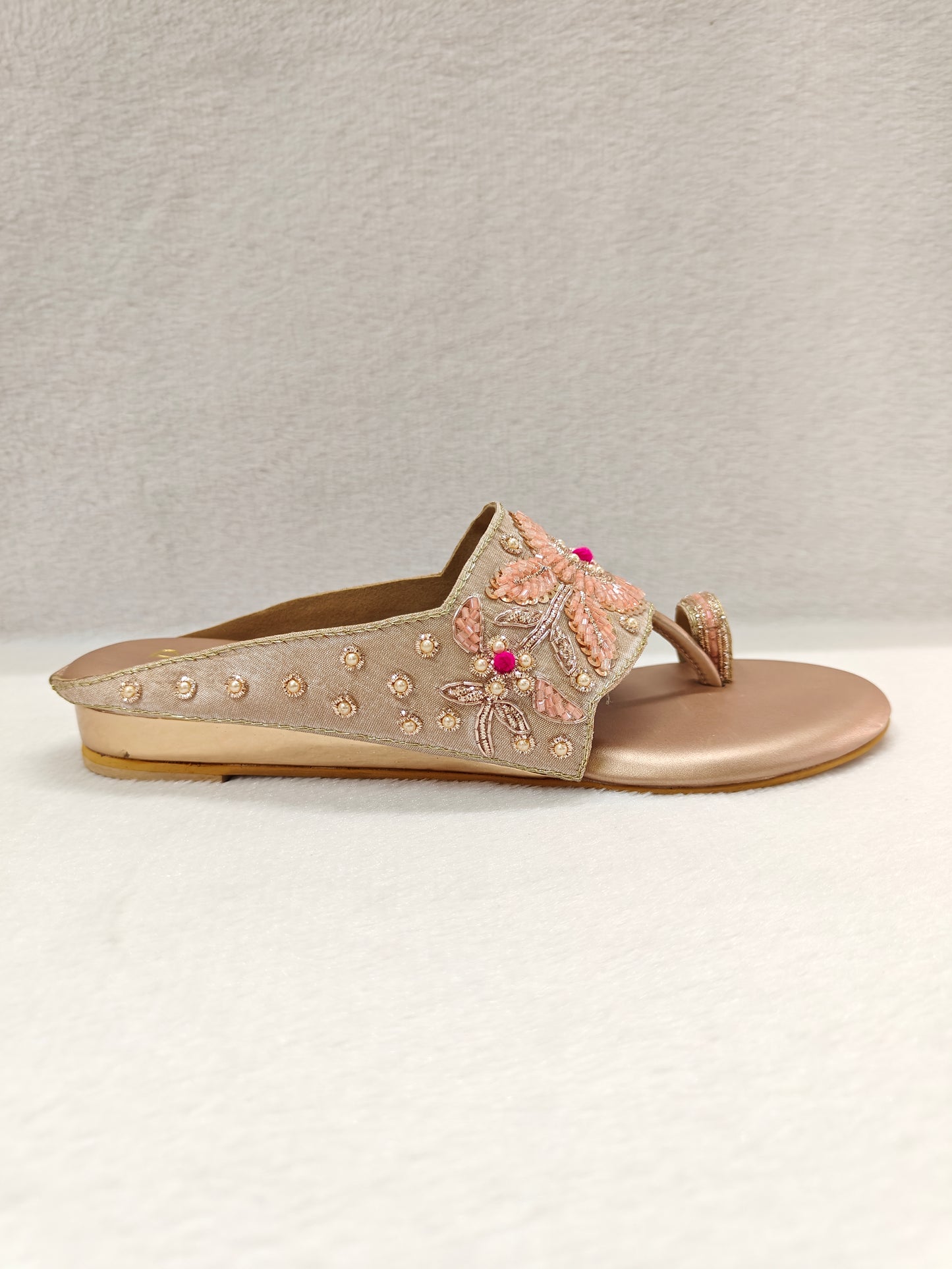 Page Blush Bloom Kolhapuri Flats Rose Gold.
