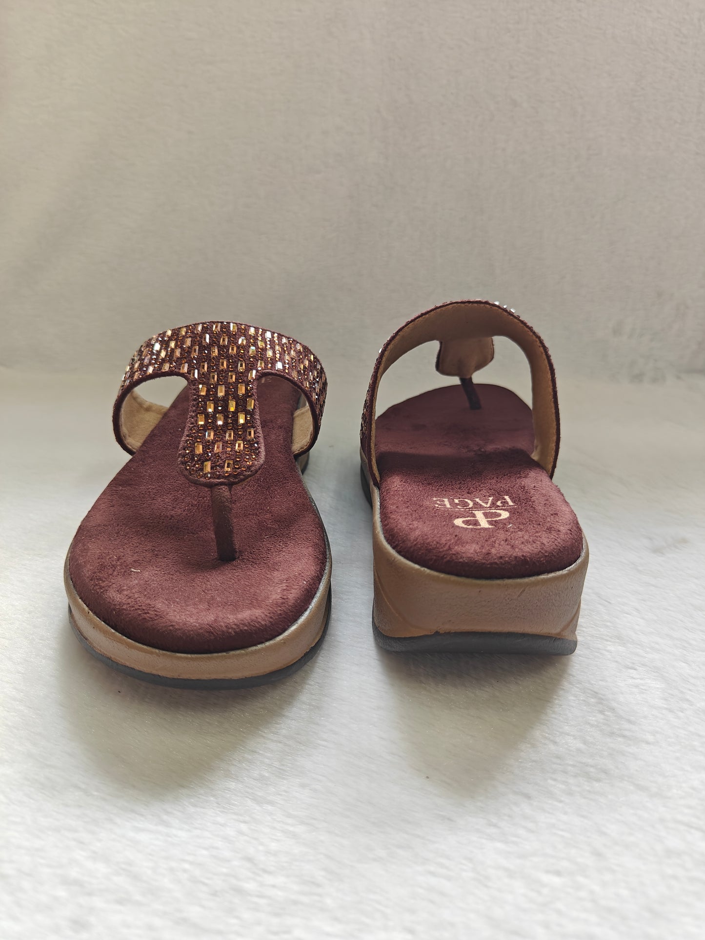 PAGE Sparkle Comfort Wedge Sandals Tan (1230).