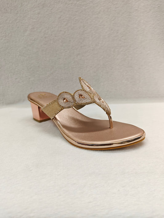 PAGE Glitz Petal Block Heel Rose Gold.