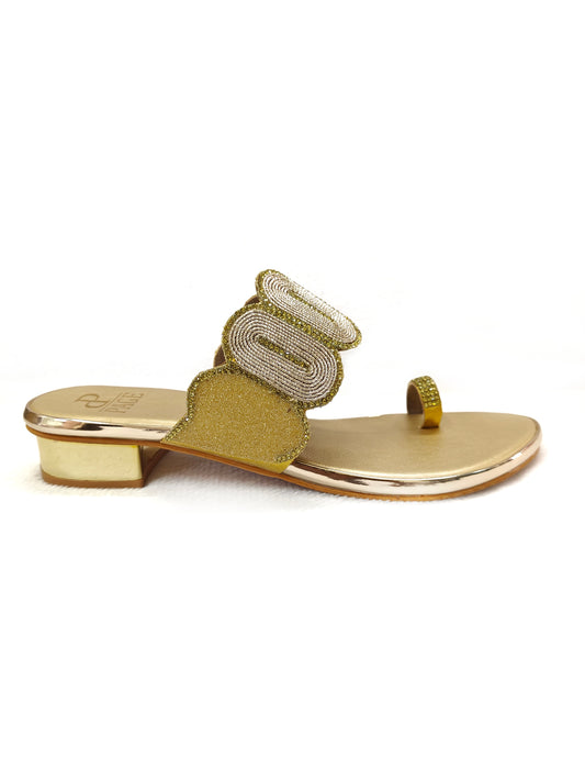 PAGE Royal Swirl Embellished Flats Gold.