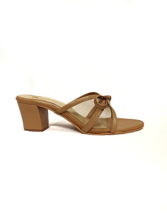 PAGE Noir Bow Mules Chickoo (1382-13).
