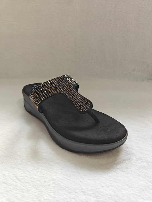 PAGE Sparkle Comfort Wedge Sandals Black (1230).