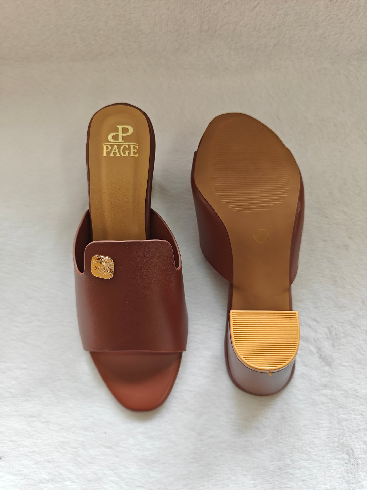 Page Urban Grace Luxe Block Heels Tan (1329-22).