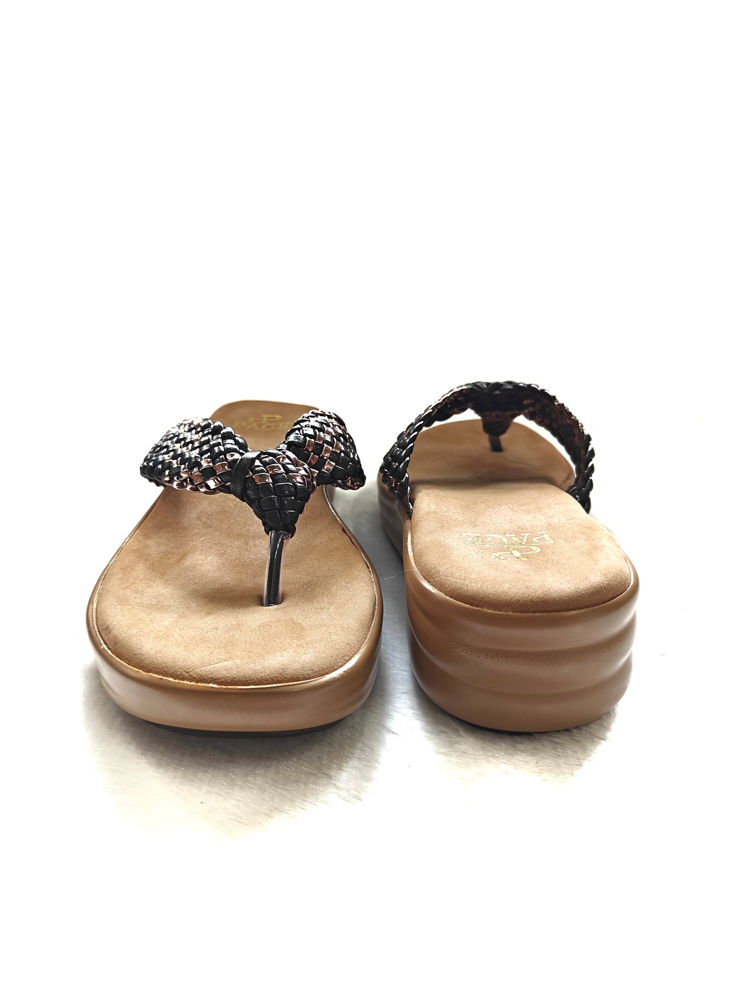 Page Comfort Weave Wedge Sandals Black.