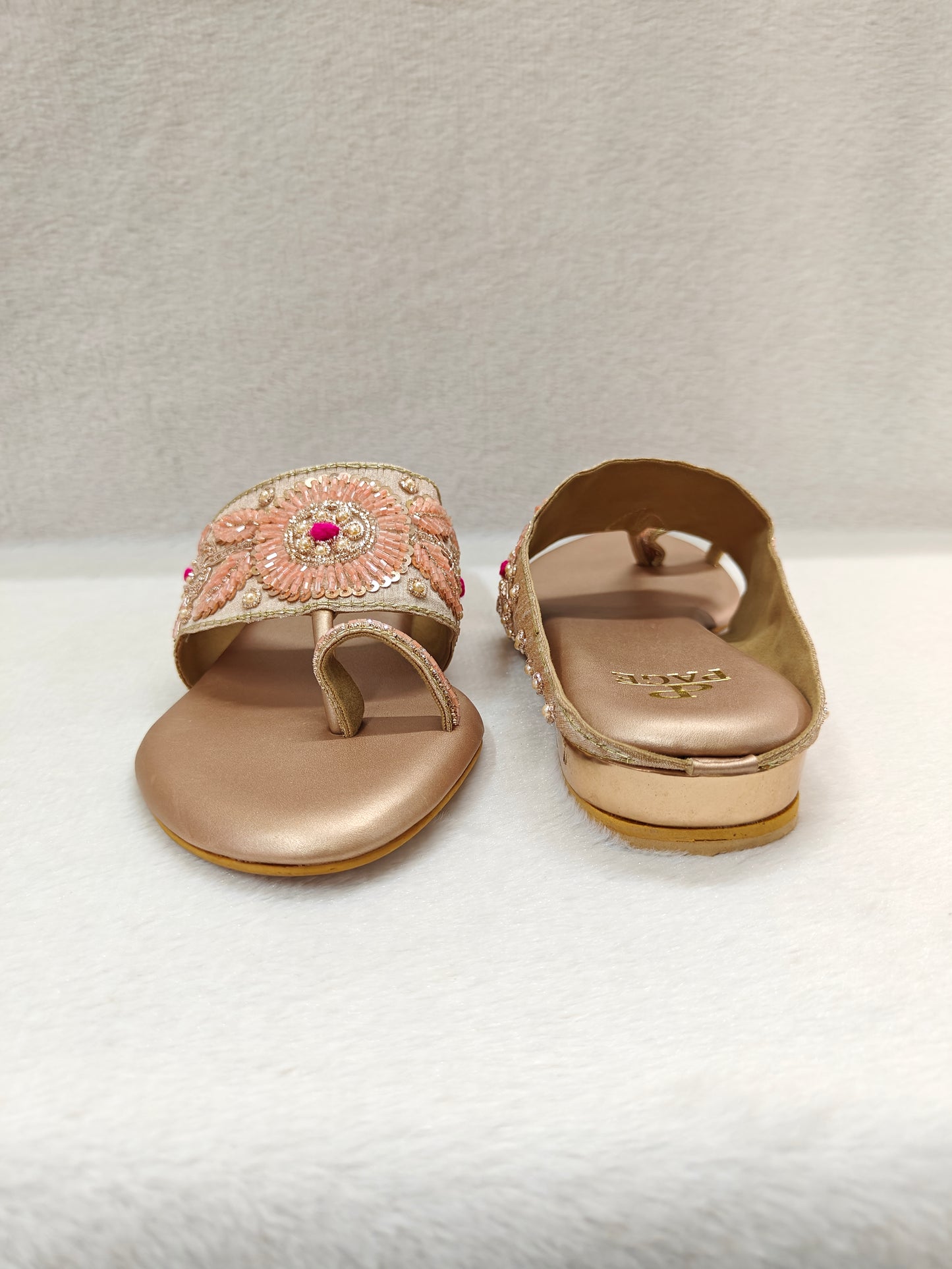 Page Blush Bloom Kolhapuri Flats Rose Gold.