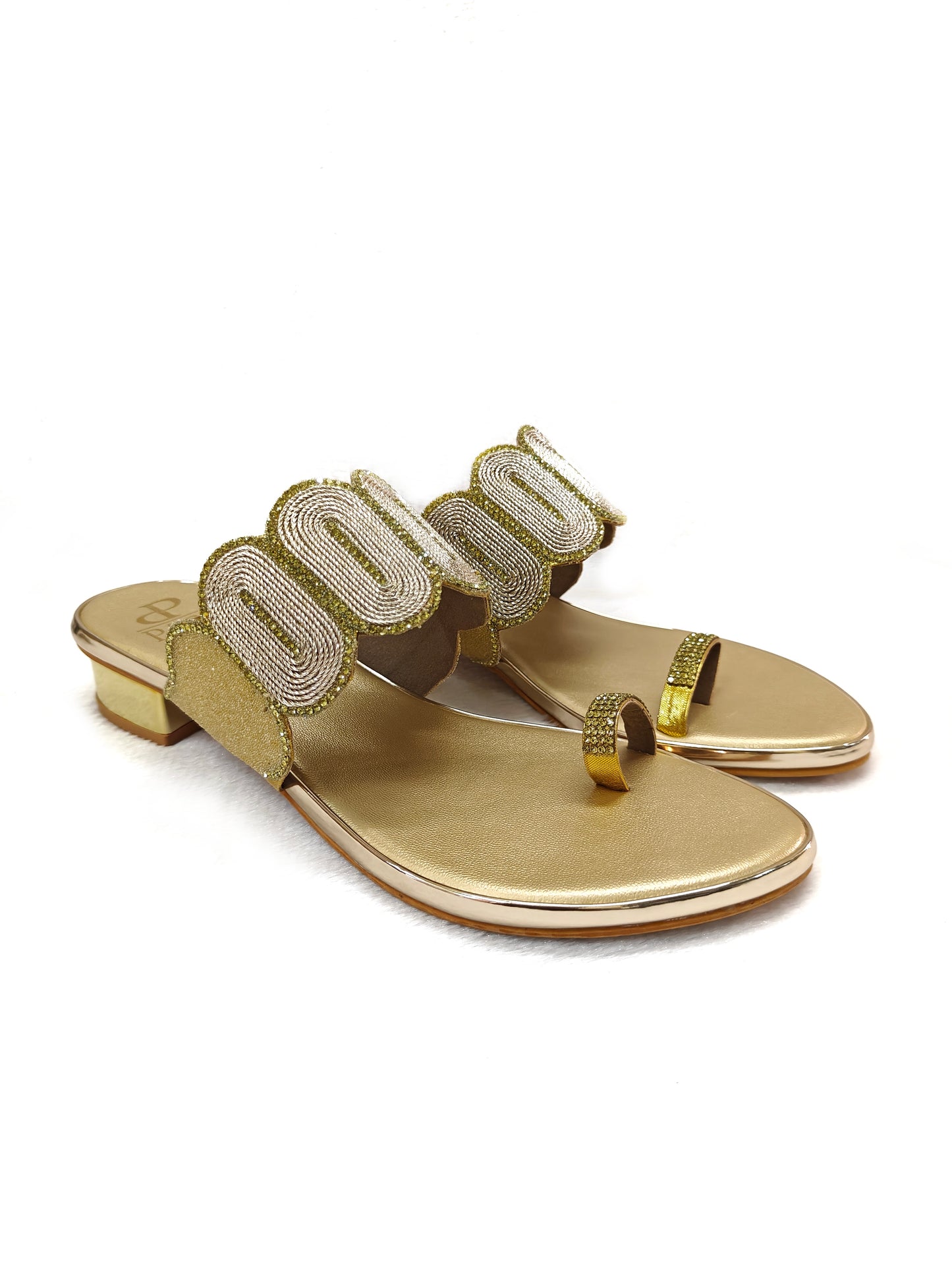PAGE Royal Swirl Embellished Flats Gold (1207).