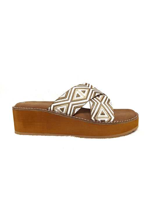 PAGE EthnoCraft Cross Wedge Slides Cream (1383-21).