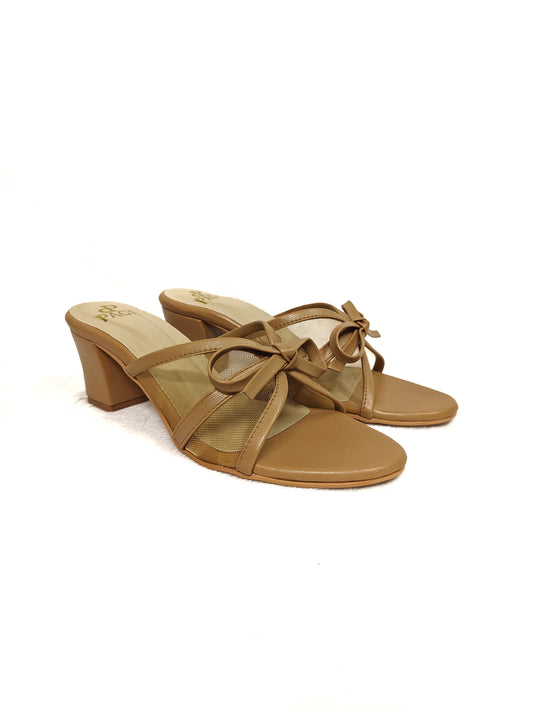 PAGE Noir Bow Mules Chickoo (1382-13).