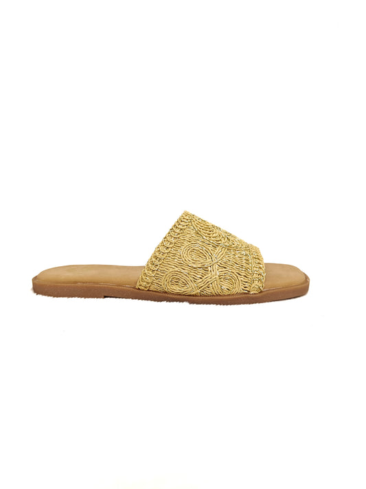 PAGE Soleil Woven Slides Gold (1398-28).