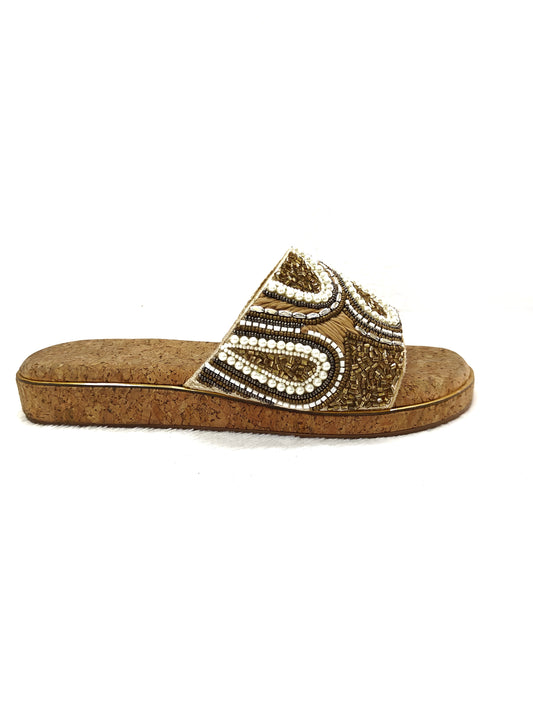 Page Pearl Cork Mosaic Slides Antique.