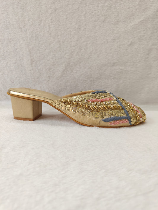 Page Royal Tapestry Block Heels Gold (1242-3).