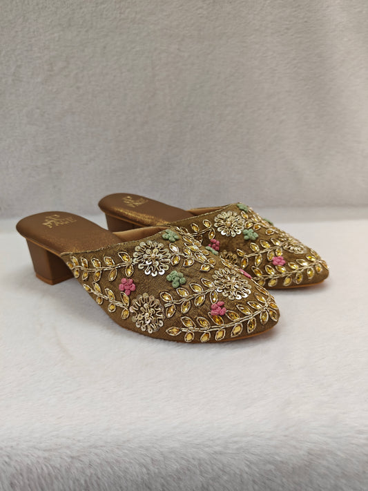Page Velvet Regal Embroidered Mules Antique (1241-3).