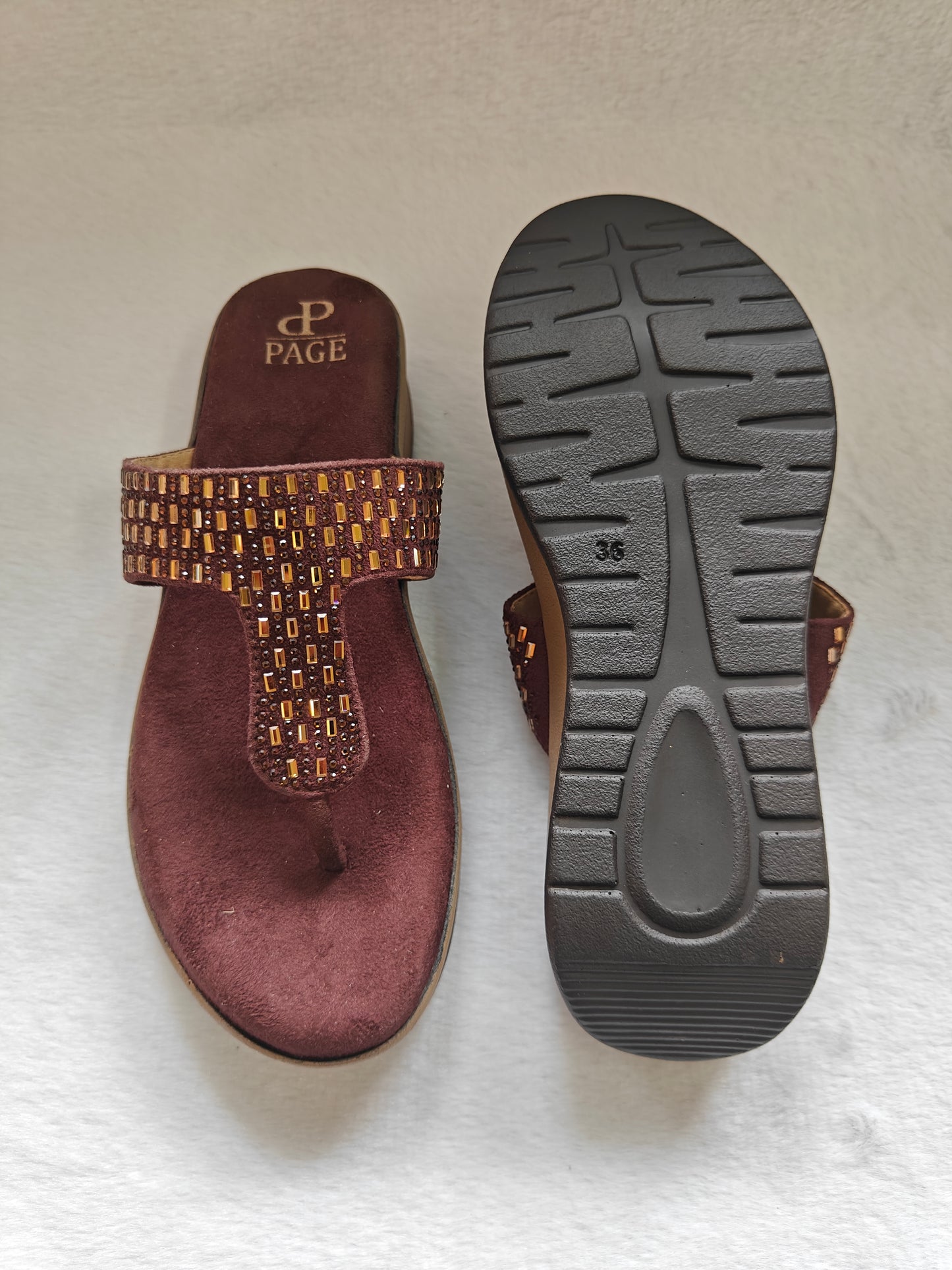 PAGE Sparkle Comfort Wedge Sandals Tan (1230).