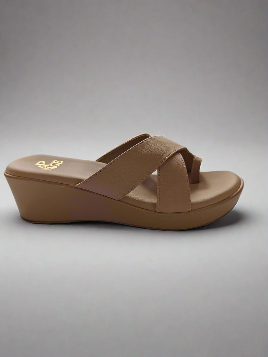 PAGE Elegant Comfort Wedge Sandals Chickoo (1316-2).