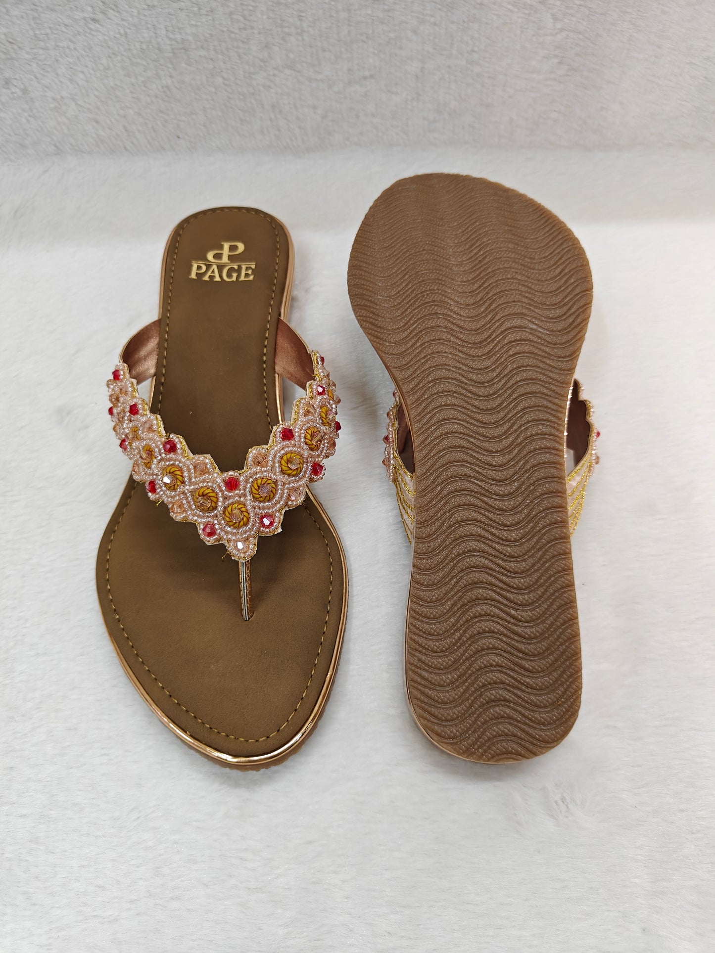 Page EthnoCharm Embellished Flats Rose Gold (1182).