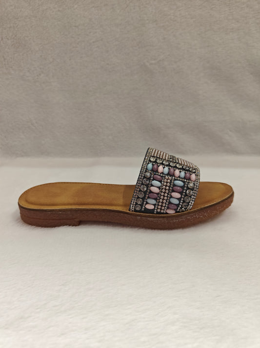 PAGE Crystal Bloom Slides Gun Metal.