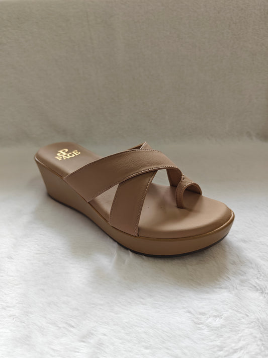 PAGE Elegant Comfort Wedge Sandals Chickoo.