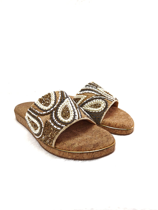 Page Pearl Cork Mosaic Slides Antique.