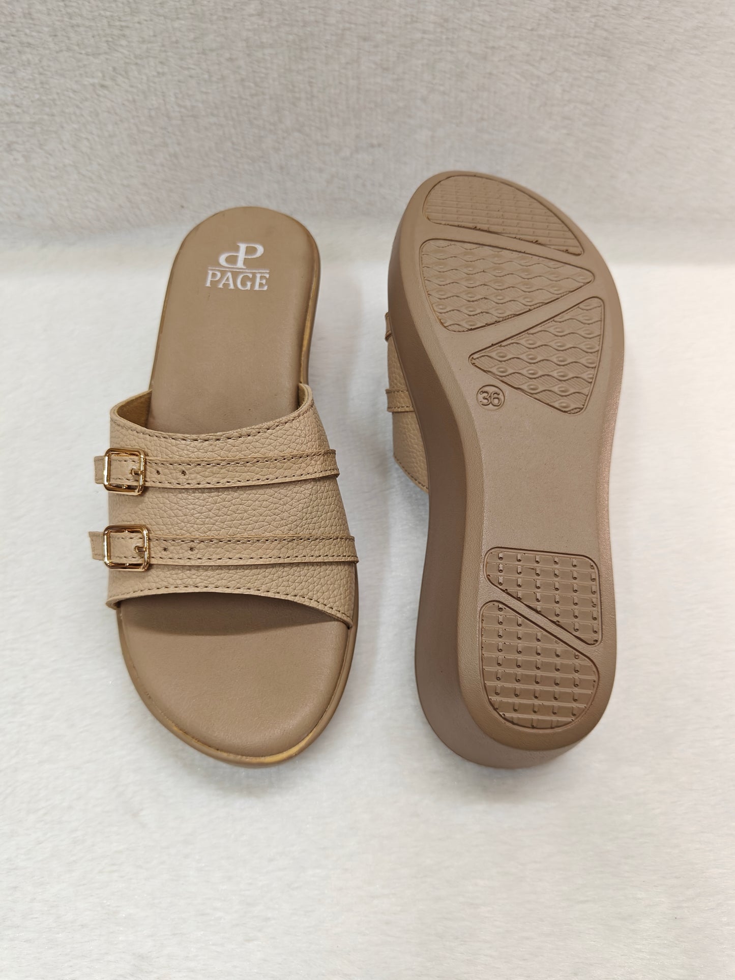 PAGE Comfort Sandals with Buckle Straps Chickoo.