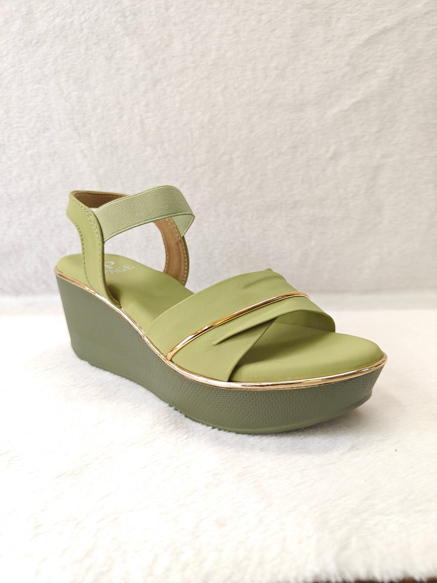 PAGE Elegant Green Wedge Sandals (1203).