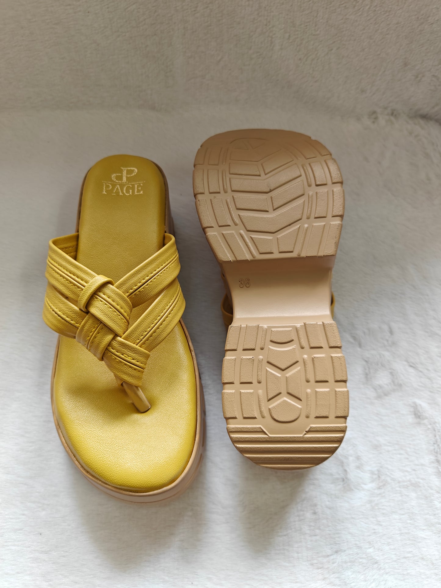 Page Knot-Strap Platform Sandals Yellow (1219).