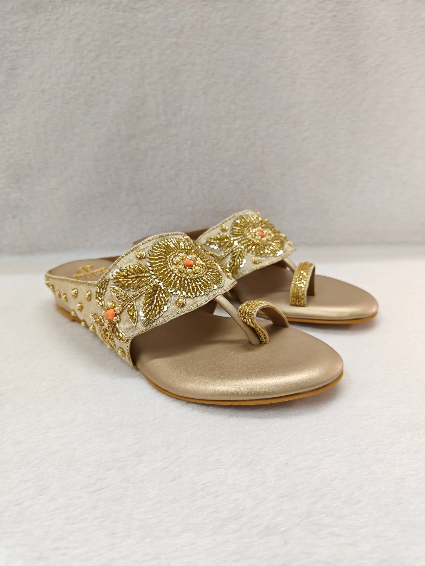 Page Blush Bloom Kolhapuri Flats Gold.