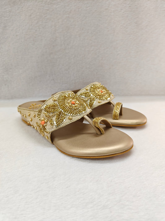 Page Blush Bloom Kolhapuri Flats Gold.