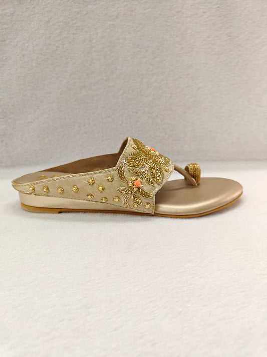 Page Blush Bloom Kolhapuri Flats Gold.