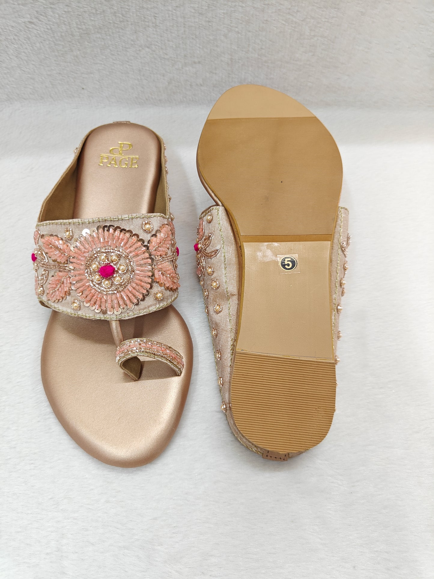 Page Blush Bloom Kolhapuri Flats Rose Gold.
