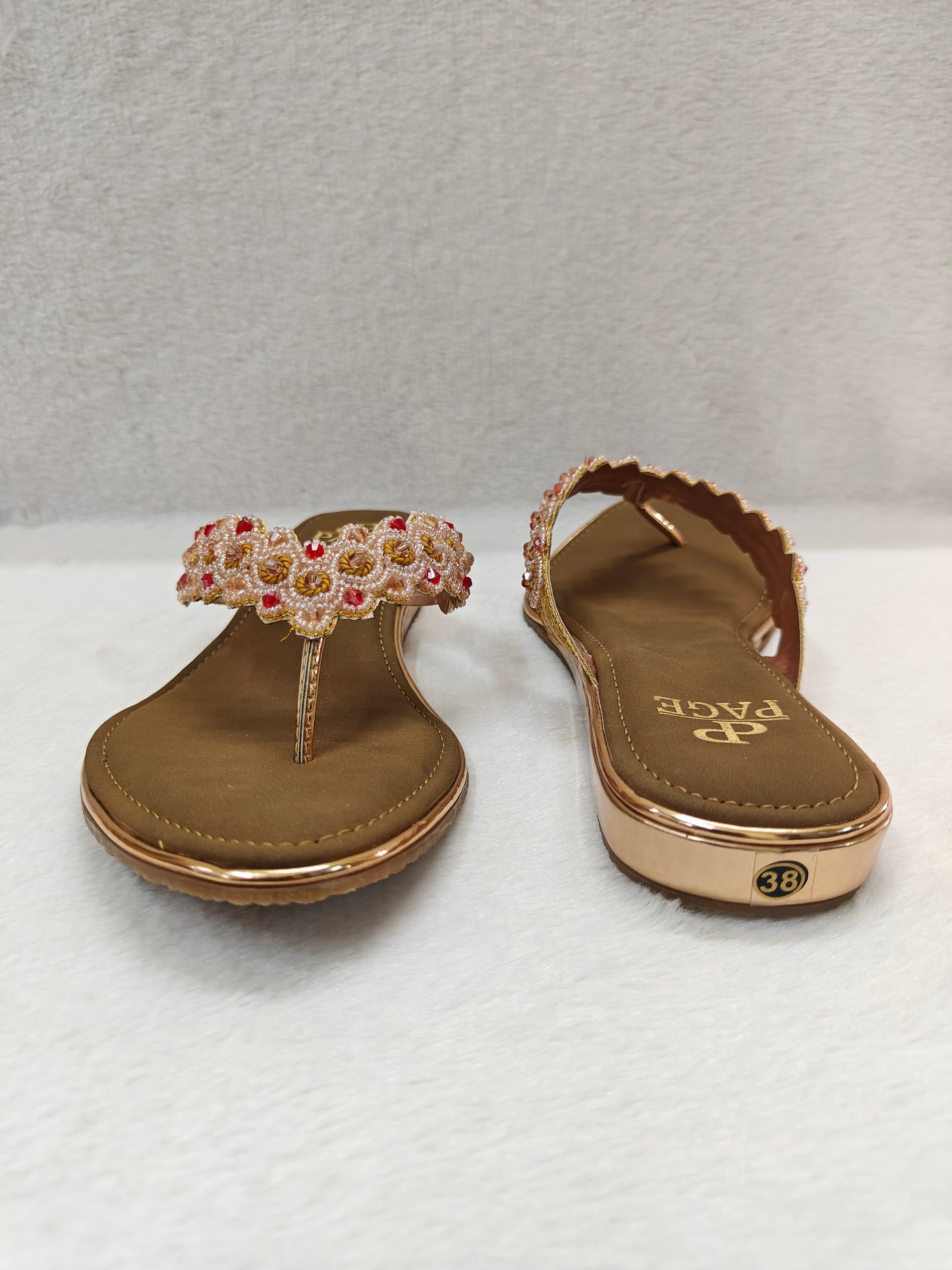 Page EthnoCharm Embellished Flats Rose Gold (1182).